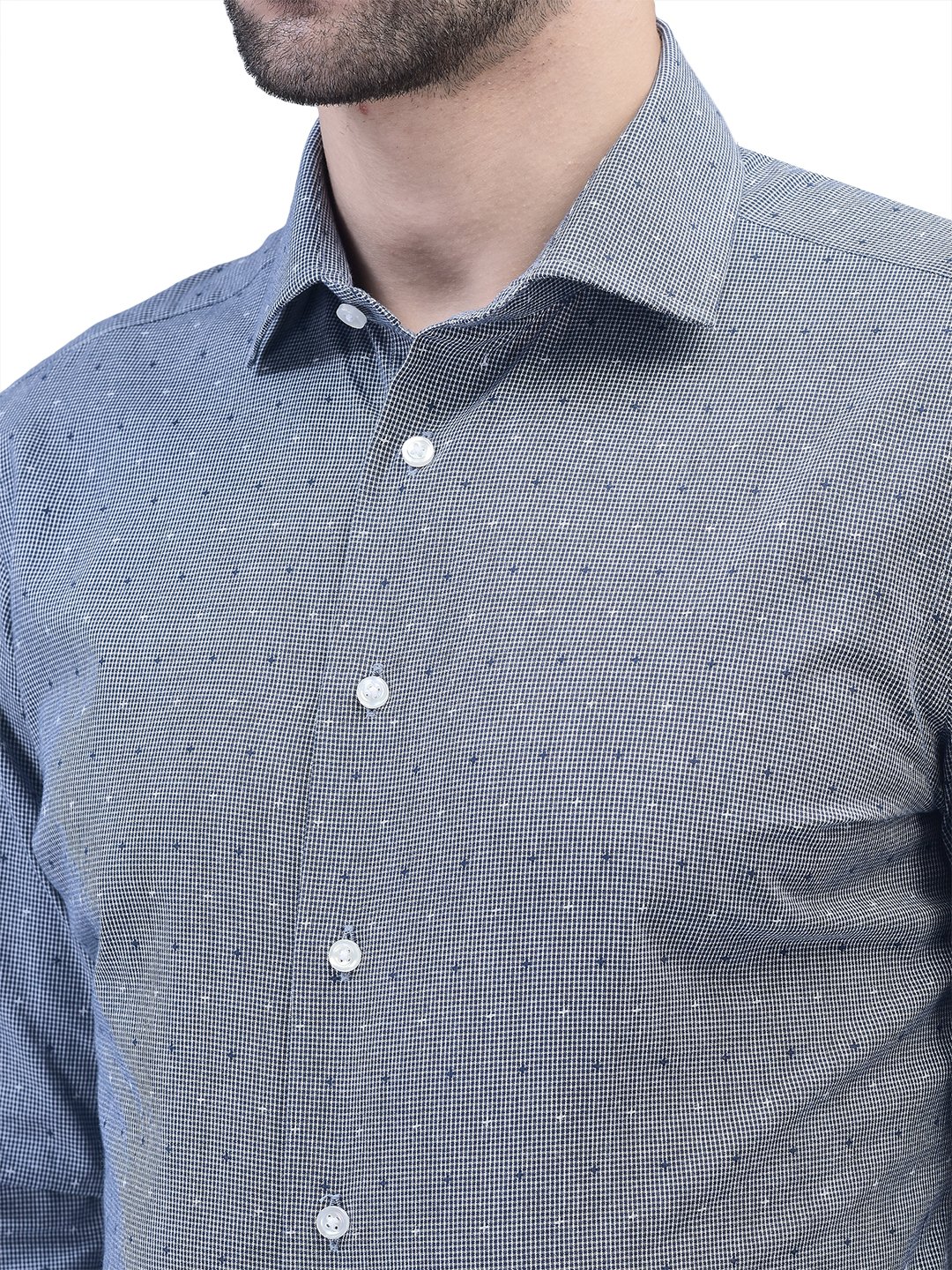 Geometric Micro Check Navy Blue Shirt – AF00020RT