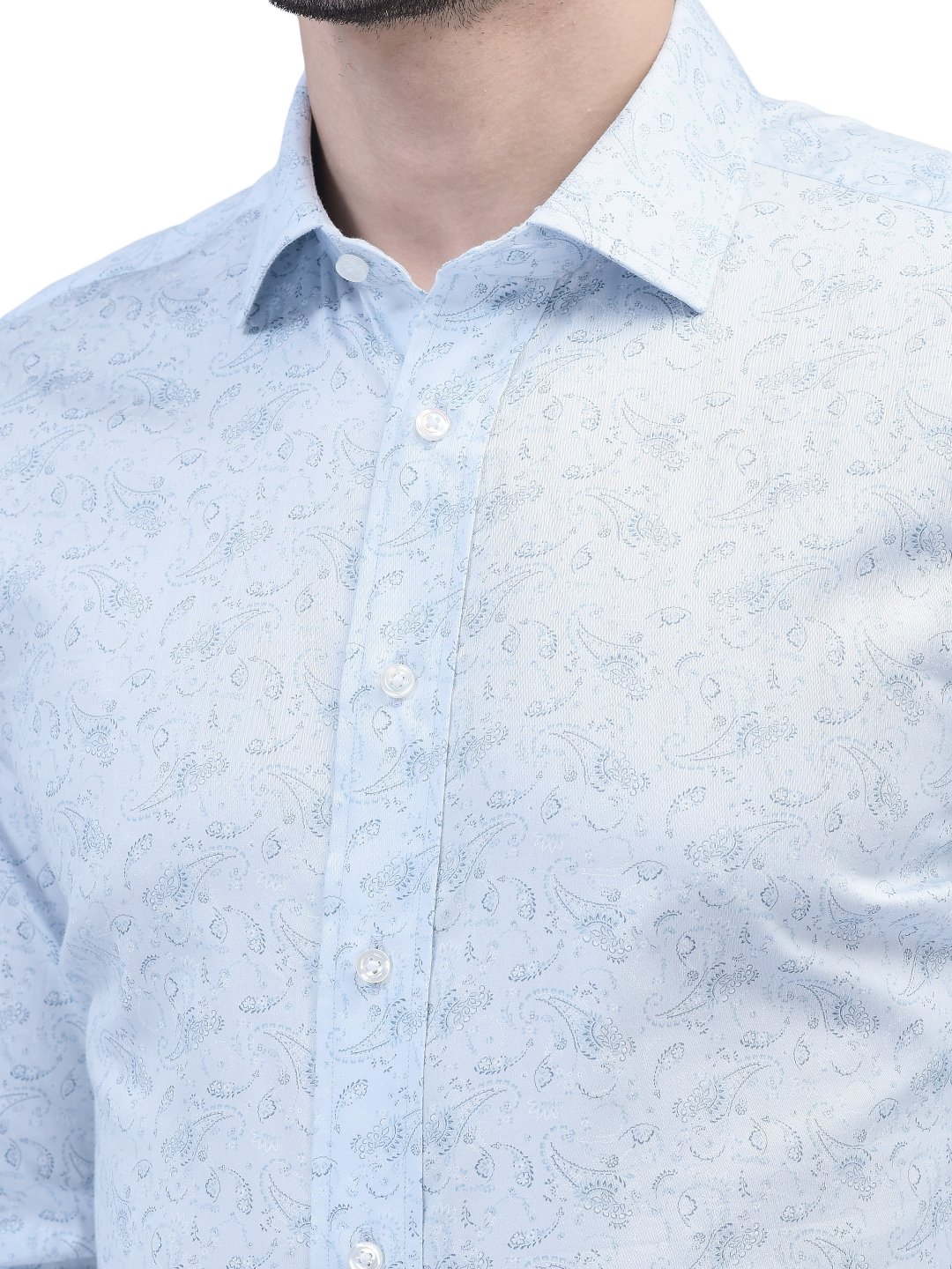 Printed Light Sky blue Satin Shirt – AF00060RT