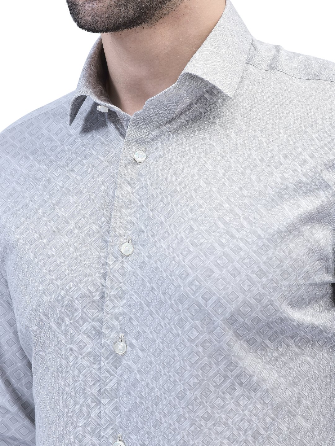 Diamond Print Grey Semi Formal Shirt – AF00067RT